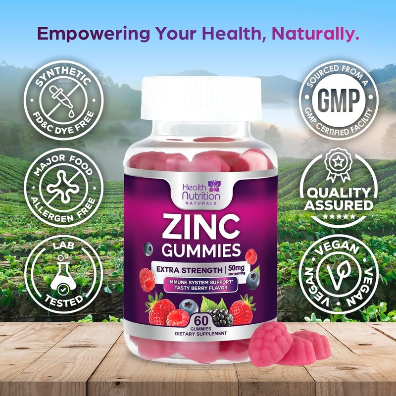 Zinc Gummies 50mg - Extra Strength Skin Health & Immune