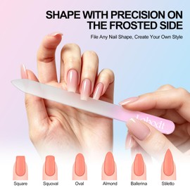 Crystal Glass Nail Files, Double-Sided, 3-Piece Set, Storage Box
