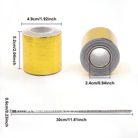 X-STYLE Thermal Tape Gold Thermal Tape Heat Resistant Tape Intake Pipes Engine Muffler Heat Reflective Tape Dress Up Sticker Universal Tie Wrap Included (5 m + 6 Tie Wraps)