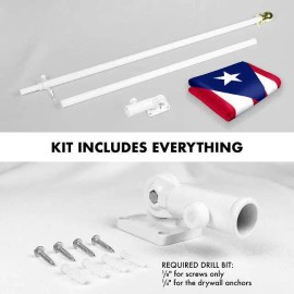 UD_G128 Combo Pack: 6 Feet Tangle Free Spinning Flagpole (White) Puerto Rico Puerto Rican Flag 3x5 ft Printed 150D Brass Grommet