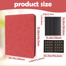 1000+ Pockets Trading Card Binder,16 Pockets Trading Card Binder Ringless Side Loading Trading Card Album Folder for TCG,MTG,Sports Cards(Red)