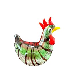 JingShiY Colorful Crystal Glass Rooster Turkey Animal Figurines Cock Chicken Miniature Hand Blown Modern Miniatures Home Decor Xmas Gift (Green), 50x35x55mm
