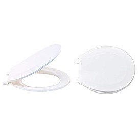 EZ-FLO White Plastic Toilet Seat with Lid, Round, 65901