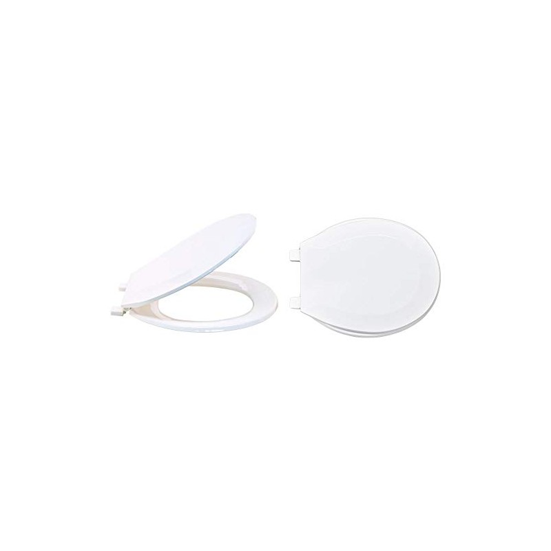 EZ-FLO White Plastic Toilet Seat with Lid, Round, 65901