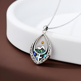 AOBOCO Mustard Seed Cross Necklace 925 Sterling Silver Faith Mountain Pendant Necklace Teardrop Christian Religious Jewelry for Women (Silver)