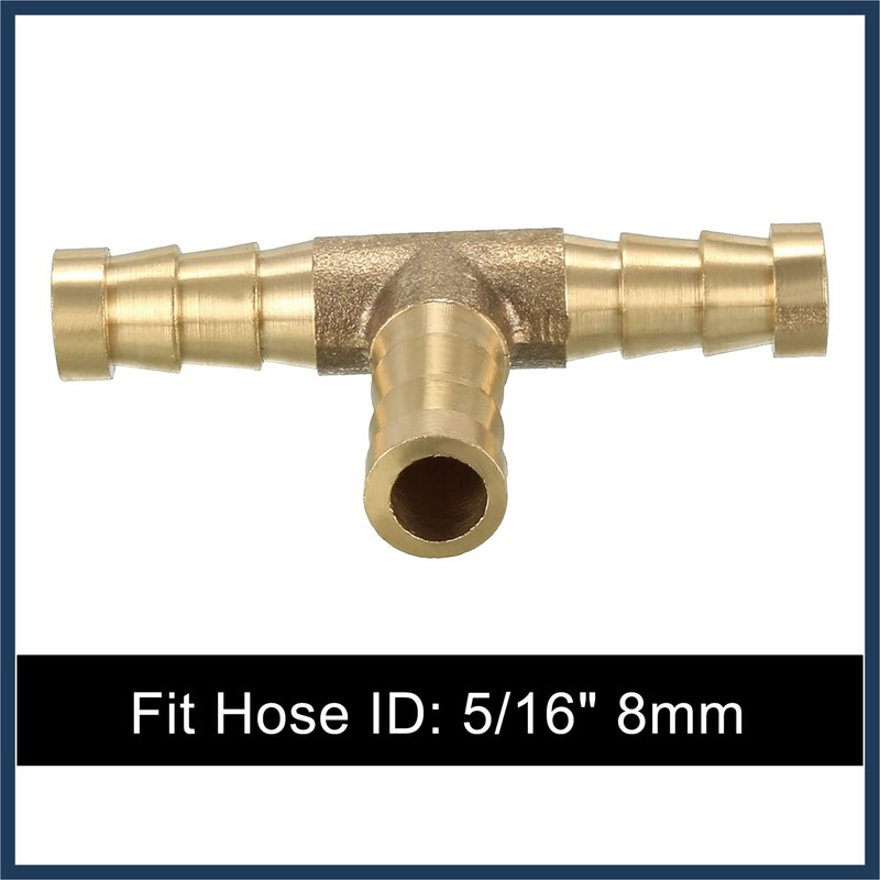 INFINAUTO Car 5/16" 8mm Brass Barb Hose Fitting Tee T