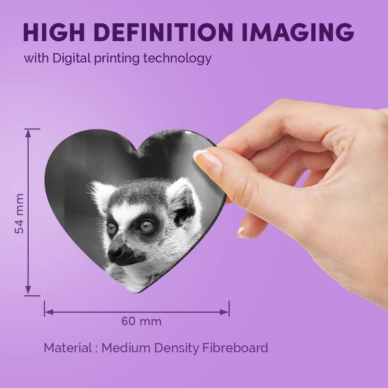 1 x Heart MDF Magnets - Lemur Monkey Head Wildlife