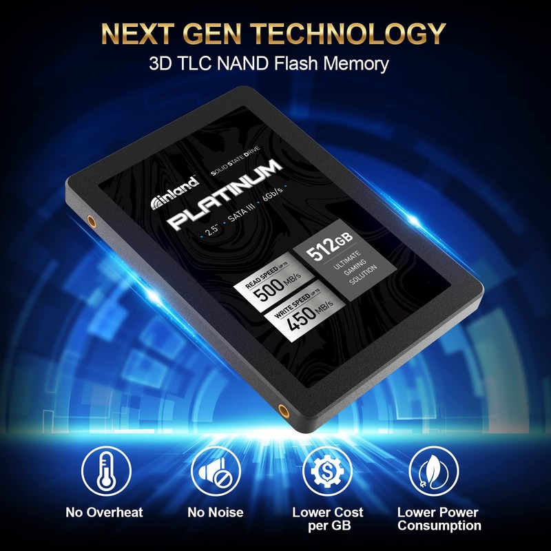 INLAND Platinum 512GB SSD SATA III 6Gb/s 2.5" 7mm TLC