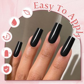 EternalClassic Black Medium Press on Nails Square, Glossy Square Press on Nails Medium Fake Nails with Glue, 120pcs Acrylic Nails Press ons Full Cover False Nails