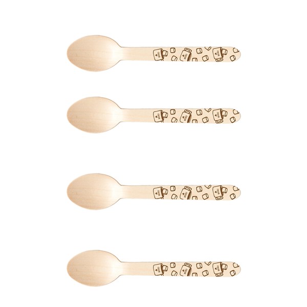 Perfect Stix-Sucre Shop Sucre Marshmallow Spoon- 36 Wooden Cutlery Spoons with Hot Cocoa Print, 0.1" Height, 0.2" Width, 6" Length (Pack of 36)
