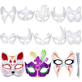Luenghaoyun 30 Pcs 10 Styles DIY Unpainted White Masquerade Mask Bulk for Mardi Gras Carnival Party Opera Masquerade Cosplay Dance Party