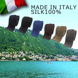 [C CRAVATTERIA] イタリア製 ニットタイ シルク メンズ ビジネス オフィスカジュアル (グレー)