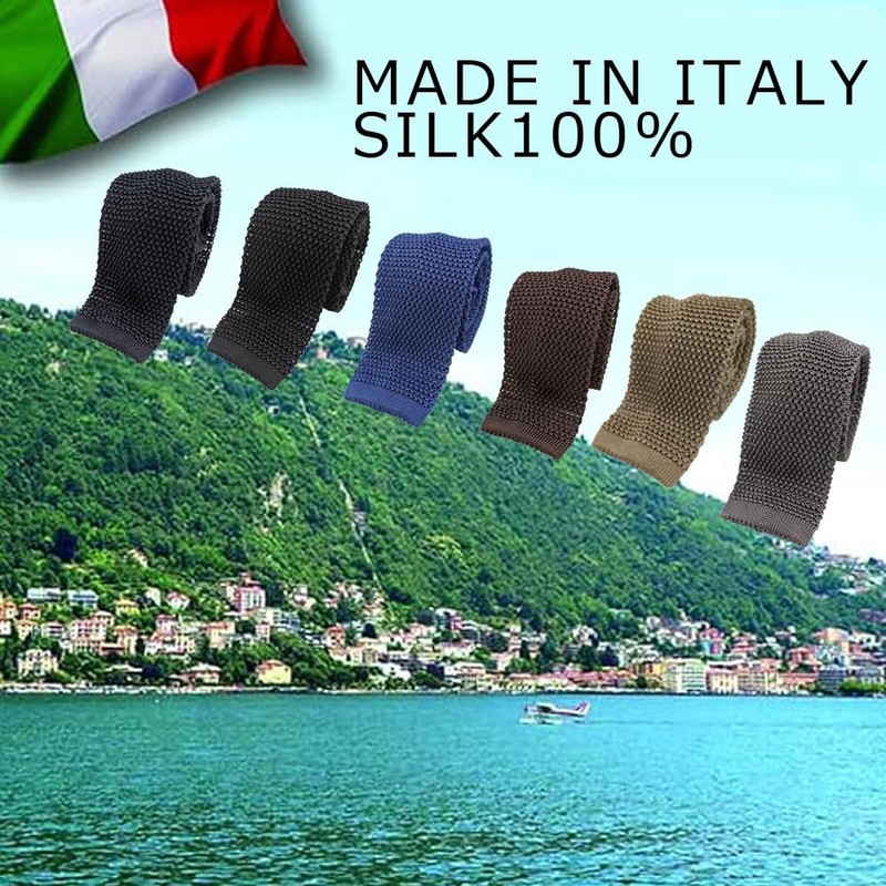 [C CRAVATTERIA] イタリア製 ニットタイ シルク メンズ ビジネス オフィスカジュアル (グレー)