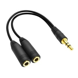 Earphone Splitter Cable, Earphone Jack, Callable, Bifurcated, 3.5mm Distribution Cable, 11.8 inches (30 cm), Microphone Function, 4 Pole Mini Plug Male to 2x4 Stereo Female, Gold Plated, Compatible