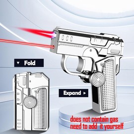 Windproof Torch Lighter Refillable Foldable Rotatable Lighter For Daily Use & Cooking (Gas Not Included) wind  proof  lighter Steel Portable:_Silver