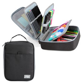 Kasqo Large Pencil Case, 54 Slots Big Capacity Portable Stationery Storage Marker Pen Pouch Bag Holder Multiple Compartment for School Office College Student Adult Teen