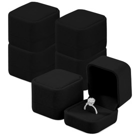 Jewelry Gift Boxes Necklace Earring Ring Box Gift Box,6 Pack Velvet Jewelry Box Ring Gift Box Set, Single Ring Box Cases Jewelry Gift Boxes,Cotton Filled Jewelry Boxes,2.16 x 1.7 x 1.96 Inches (Black)