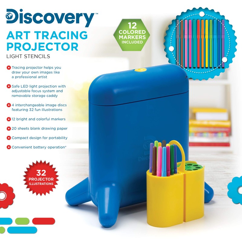 Discovery™ Art Tracing Projector Kit - 32 Stencils, 12 Markers,