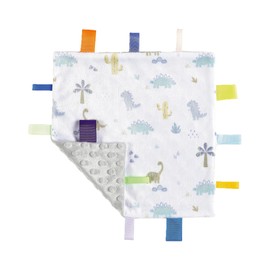 CREVENT - Mantas de seguridad para bebés, suaves y pequeños para niños, manta sensorial para bebé, gran regalo para cumpleaños, baby shower (10 x 10 pulgadas, Dino + azul + marfil)