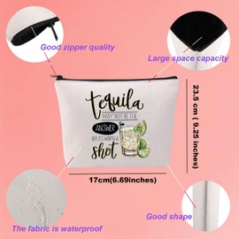 Tequila Lovers Makeup Bag Funny Drinking Cosmetic Bag Cocktail Party Gift Fiesta Gift Mixology Gift Cinco de Drinko Gift (CA-TequilaShotMup)