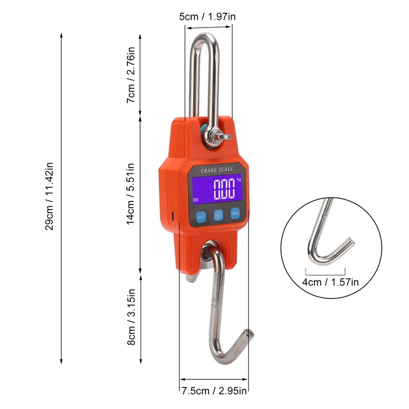 Hanging Scale Digital Display Backlight Screen 300KG Range Weighing Tool