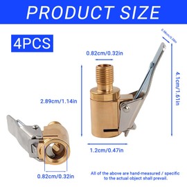 pawpoem 4pcs Aauto Valve Lever Connector Air Chuck Brass for Tyre Inflation, PVC Brass Air Chuck Connection, up to 250 PSI, Compatible with Car, Truck, Motorcycle, Bicycle, Air Pump and Compressor