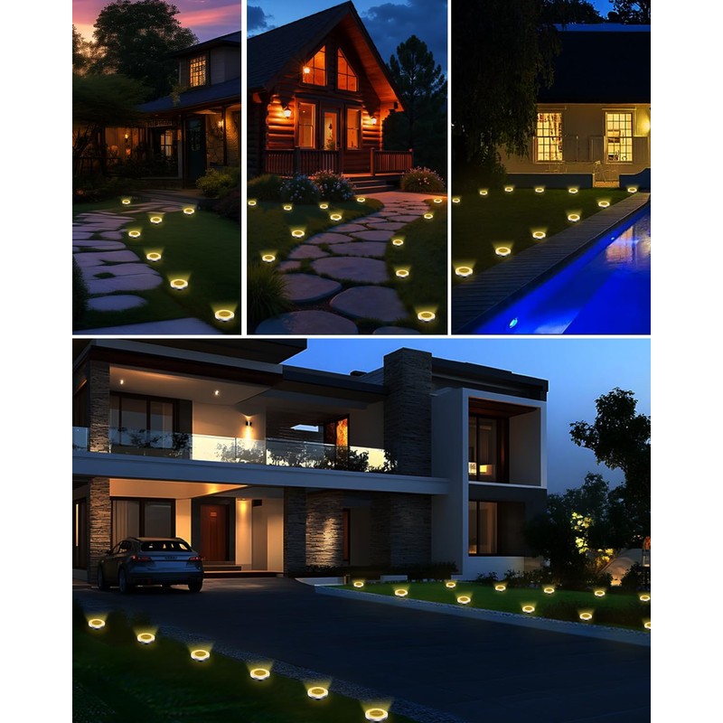 Solar Lights Outdoor Waterproof, 8 Pack 8 LED, Thickened Stainless