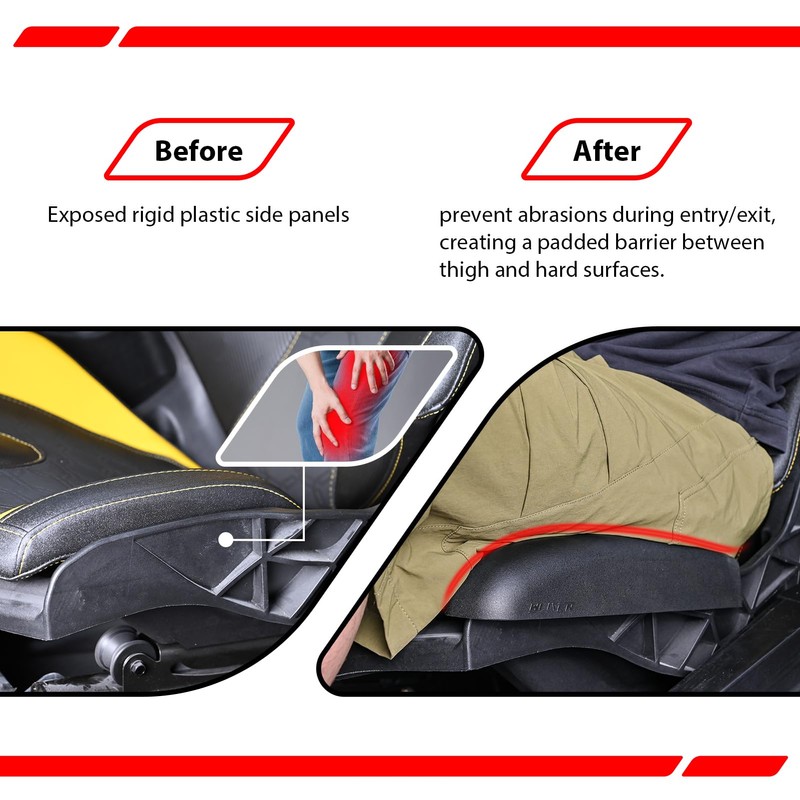 WeiSen 1Pair UTV Seat Side Soft Cushion Pad Assembly, Thigh