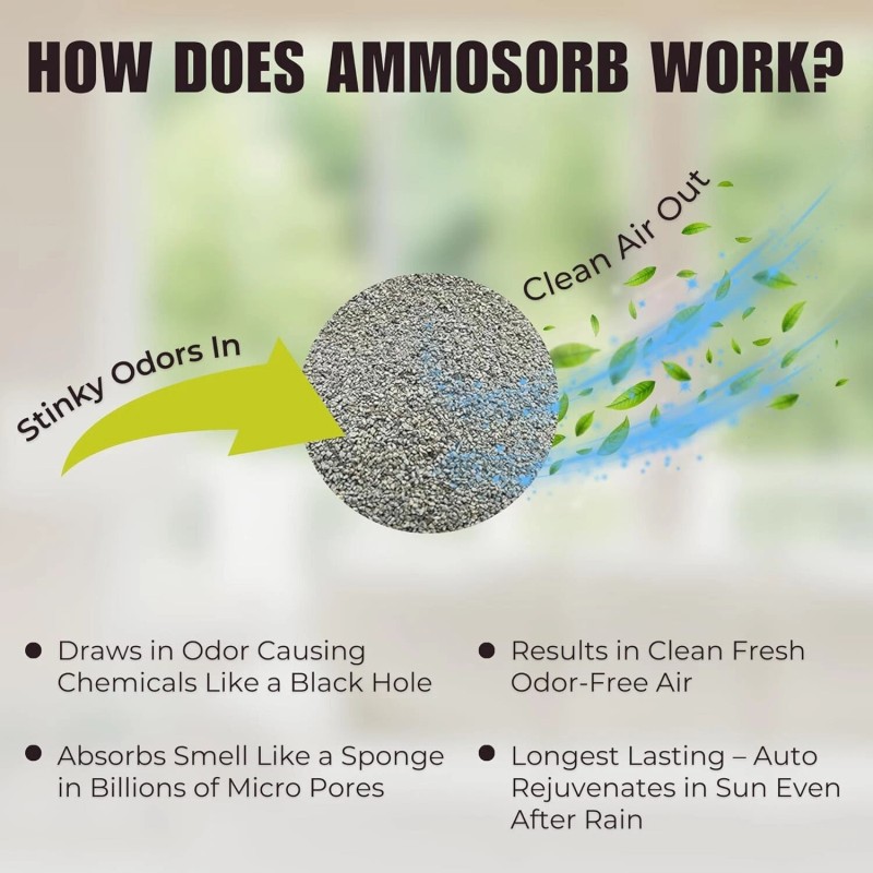 AMMOSORB Reusable Ammonia Odor Eliminator Deodorizer Pouch: Treats 150 Sq.