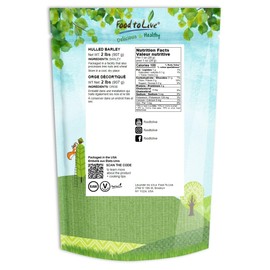 Food to Live Hulled Barley Grain, 2 Pounds – 100% Whole Grain, Vegan, Great for Home Baking, Brewing, Grinding. Rich in Selenium, Fiber. Perfect for Chili, Stews, Hot Cereal, Salads. Made in USA