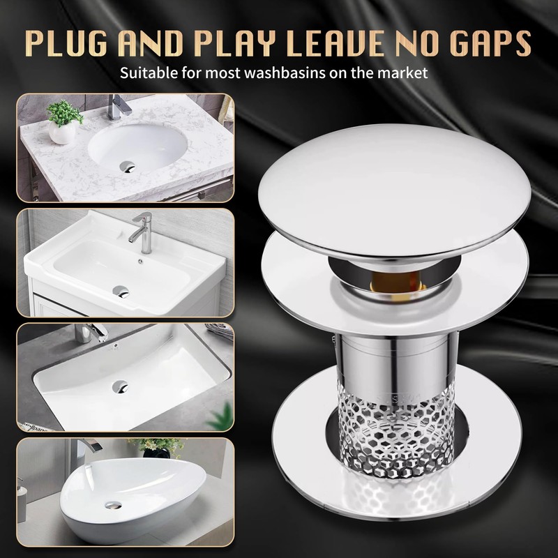 1 PCS Pop Up Drain Strainer, Stainless Steel Kitchen Sink