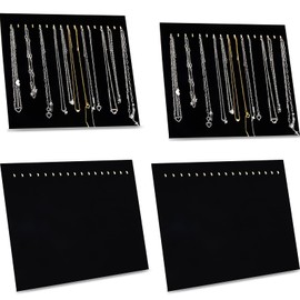 4 Pack Necklace Display Stands for Selling with 17 Hooks Velvet Jewelry Display Necklace Stand Holder Jewelry Organizer Stand for Vendors Events Showcase Stands Jewelry Pendants Home Stores(Black)