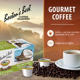 Boston’s Best - Aloha Coconut Medium Roast Gourmet Delicious Flavored Coffee Compatible with Keurig Coffee Maker, 1 Count (12 Single Serve Cups)
