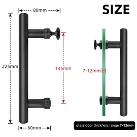 Shower Door Handle 145mm Hole to Hole Stainless Steel Door Handle Replacement Shower Door Handles with Plastic Knobs for Shower Enclosures Room Sliding Push Pull Glass Door, 1 Pack