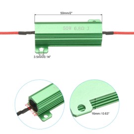 PATIKIL 50 W 6.8 Ohm Aluminium Housing Resistor, 2 Pieces Aluminium Case Resistor with Clips, Housing Housing Wirewound Resistors, Screw Tap Power Resistor, Green