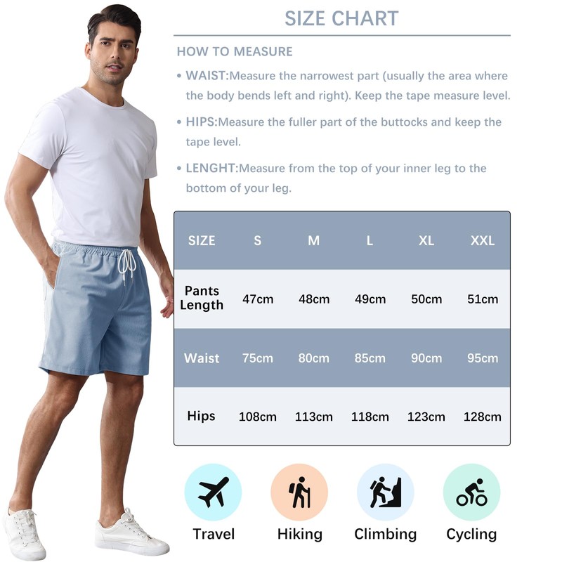 Decorie Men's Summer Shorts Cotton Corduroy Cargo Shorts Stretch Elastic
