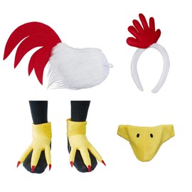 AVIFU Unisex Chicken Costume Adult White Rooster Chicken Furry Headband Tail Nose Mask Carnival Thanksgiving Animal Costumes