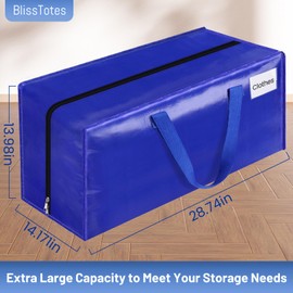 BlissTotes Moving Bags, Heavy Duty Moving Supplies & Storage Bags, Extra Large Packing Bags, Boxes with Tag Pockets, Collapsible Fold Flat Storage Totes, Alternative to Box and Bin, 93L, 2 Packs