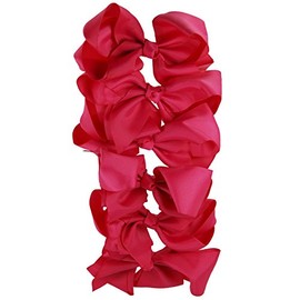 Set of 6 Large Grosgrain Hair Bows (Hot Pink)