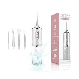 ETHME Water Flosser for Teeth - 4-in-1 Cordless Oral Irrigator with DIY Mode, 4 Jet Tips, Portable & Rechargeable - Perfect Gift for Oral Cleaning, Bad Breath Removal, Plaque Removal, and Teeth Protection - Deals for You Days:_White