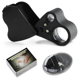 Lupa de Mano con Luz LED 30X 60X Aumentos Ideal para Joyas Piedras Preciosas Monedas y Sellos Lupa Plegable y Portátil Personas Mayores Lectura inspección Monedas