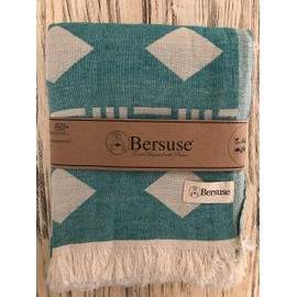 Bersuse 100% Cotton - Belize Extra Large (XL) Throw Blanket - Turkish Towel -Sofa Bed Cover - Peshtemal - 75 x 90 Inches, Aqua