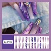 24 PCS Press-on Nail Long Fake Nail Violet Pattern False