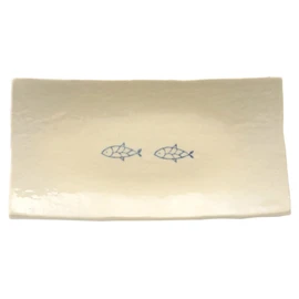 Potamoto SOUSEN Seto Ware Fish Rectangular Plate, Medium, Set of 2