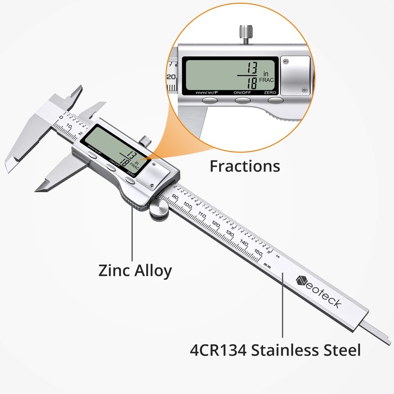 Neoteck Digital Vernier Caliper 6 inch/150mm Stainless Steel Electronic Caliper