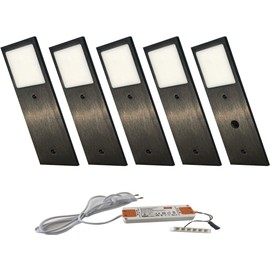ACCE Super Thin and Aluminium Body LED Under-Unit Light Kitchen Furniture Light Neutral White or Warm White Including Converter One Spotlight with Switch (Neutral White, Pack of 5)