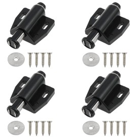fengxiaomin 4 Pack Magnetic Touch Latch Cabinet Door Touch Push Open Magnetic Latch for Cabinet Drawers and Closets Furniture Doors (Black)
