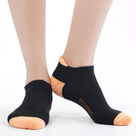 Ankle Socks for Women Black Running Socks, Cushioned Athletic Low Cut No Show Cotton Socks Womens Liner Footies for Sneakers 6 Pairs Size 6-8