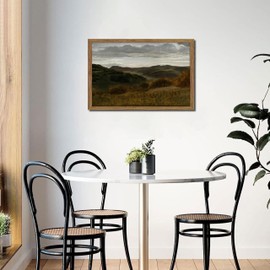 MJONG Framed Vintage Landscape Wall Art – Moody Retro Mountain Canvas Painting Prints, Countryside Farmhouse Landscape Artwork, Vintage Wall Decor for Living Room Bedroom Bathroom – 12x16in