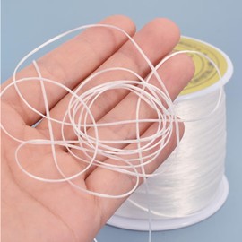 Bracelet String，1mm Elastic String Crystal Stretch Bead String Cord for Bracelet, Beading and Jewelry Making（Clear white/60m&197ft